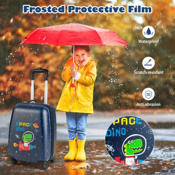 2 delige kinderkoffer + rugzak kindertrolley kinderbagage kinderkofferset reiskoffer met harde schaal marineblauw 4