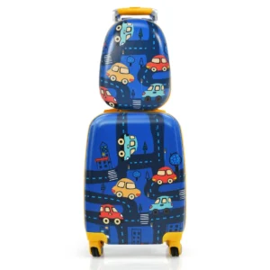 2 delige kinderkofferset harde koffer & rugzak 33 x 22 x 51 cm donkerblauw 1