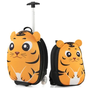 2 delige kinderkofferset met 40 cm kinderkoffer & 30 cm rugzak rollende koffer reistrolleykofferset voor kinderen geel 1