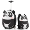 2 delige kinderkofferset met 40 cm kinderkoffer & 30 cm rugzak rollende koffer reistrolleykofferset voor kinderen zwart + wit 1