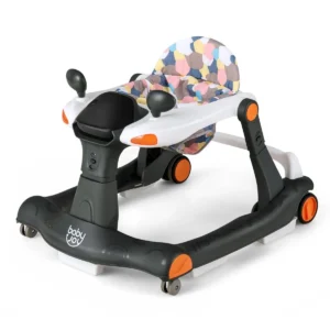 2 in 1 baby loopfiets opvouwbare loopfiets met instelbare hoogte en snelheid muziek doosje licht en comfortabel zitkussen zwart + oranje 1