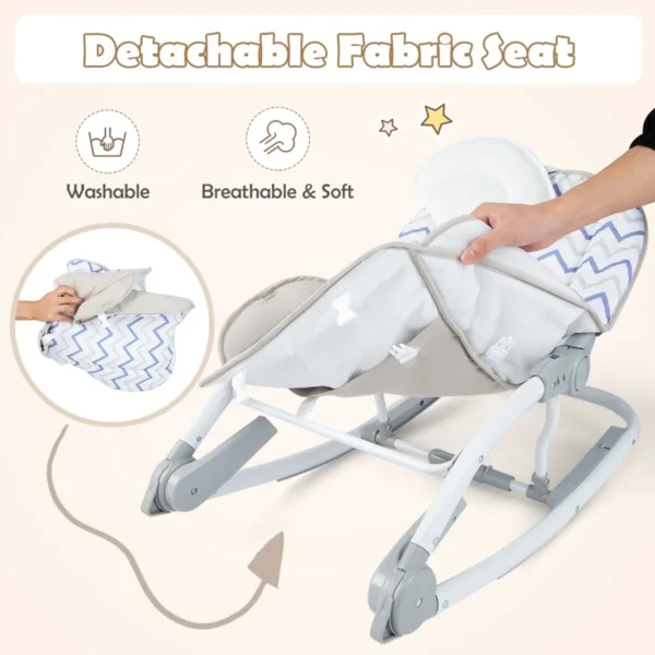 2 in 1 baby wipstoeltje draagbaar wipstoeltje met in 3 standen verstelbare rugleuning en afneembare stoffen zitting grijs 6