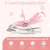 2 in 1 baby wipstoeltje draagbaar wipstoeltje met in 3 standen verstelbare rugleuning en afneembare stoffen zitting roze 3