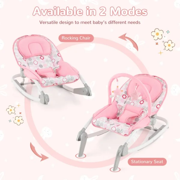 2 in 1 baby wipstoeltje draagbaar wipstoeltje met in 3 standen verstelbare rugleuning en afneembare stoffen zitting roze 5