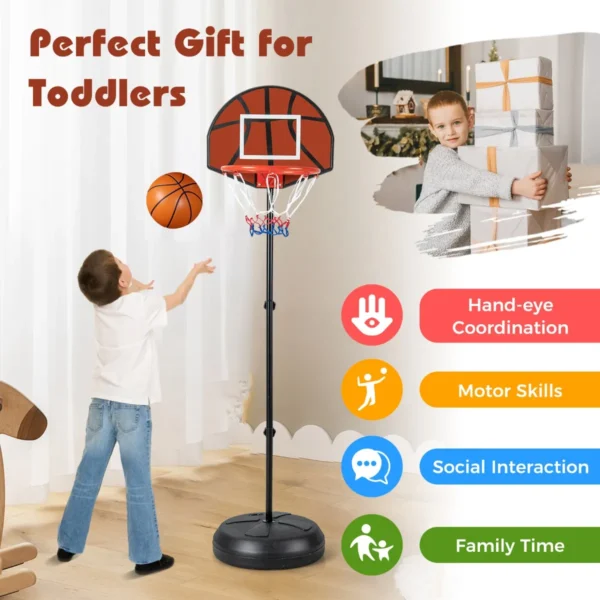 2 in 1 basketbalring verstelbare hoogte 130 180 cm met dartbord dubbelzijdig backboard 6 darts binnen/buiten voor kinderen 3