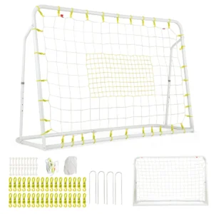 2 in 1 buiten voetbaldoel 187 x 122,5 cm met rebound net verstelbare hoek stevig metalen frame voetbaltraining voor kinderen 6+ wit 1