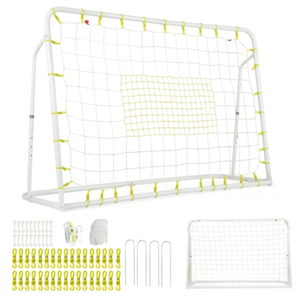 2 in 1 buiten voetbaldoel 187 x 122,5 cm met rebound net verstelbare hoek stevig metalen frame voetbaltraining voor kinderen 6+ wit 1