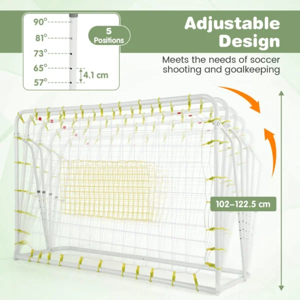 2 in 1 buiten voetbaldoel 187 x 122,5 cm met rebound net verstelbare hoek stevig metalen frame voetbaltraining voor kinderen 6+ wit 3