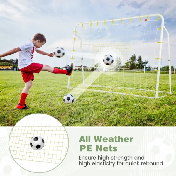 2 in 1 buiten voetbaldoel 187 x 122,5 cm met rebound net verstelbare hoek stevig metalen frame voetbaltraining voor kinderen 6+ wit 6