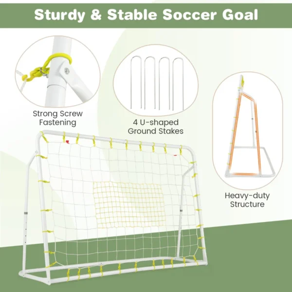 2 in 1 buiten voetbaldoel 187 x 122,5 cm met rebound net verstelbare hoek stevig metalen frame voetbaltraining voor kinderen 6+ wit 7