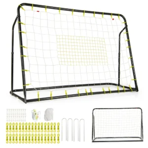 2 in 1 buiten voetbaldoel 187 x 122,5 cm met rebound net verstelbare hoek stevig metalen frame voetbaltraining voor kinderen 6+ zwart 1