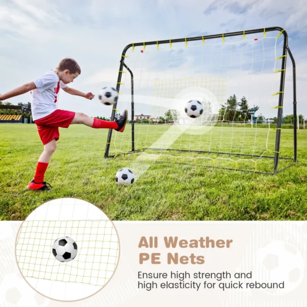 2 in 1 buiten voetbaldoel 187 x 122,5 cm met rebound net verstelbare hoek stevig metalen frame voetbaltraining voor kinderen 6+ zwart 6