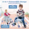 2 in 1 duwauto voor kinderen duwauto met vliegtuigthema met led verlichte wielen afneembare en verstelbare handgreep blauw 4