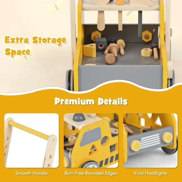 2 in 1 hout loopwagen loophulp met multi activiteitencentrum en werkbank babywalker loopwagen voor kinderen vanaf 1 jaar geel 7