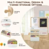 2 in 1 houten kinderbureau met bankje dubbelzijdig verstelbaar kinderbord met papierrol & 5 krijtjes magnetische ezel wit 5