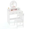 2 in 1 kinderkaptafelset kinderkaptafel met spiegel open plank en 4 laden kaptafel met kruk make uptafel voor kinderen 3+ wit 1