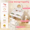 2 in 1 kinderkaptafelset kinderkaptafel met spiegel open plank en 4 laden kaptafel met kruk make uptafel voor kinderen 3+ wit 4