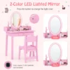 2 in 1 kindermake uptafel met kruk kaptafel met verlichting kaptafel van hout met lade en sieradenorganizer make uptafel prinses (roze) 5