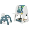 2 in 1 kinderschildersezel dubbelzijdig magnetisch bord en kinderboekenstandaard blauw 3