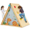 2 in 1 kinderspeelhuis met klimstenen houten speelhuis klimdriehoek 115 x 77 x 100 cm 1