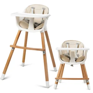 2 in 1 kinderstoel kinderstoel houten verstelbaar 57 x 57 x 83 cm crème wit + naturel 1