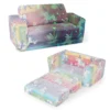 2 in 1 opklapbare sofa voor kinderen/sofa om te bouwen tot chaise longue/afneembare hoes van flanelstof en vrolijke patronen/van zacht pluche 1