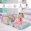 2 in 1 opklapbare sofa voor kinderen/sofa om te bouwen tot chaise longue/afneembare hoes van flanelstof en vrolijke patronen/van zacht pluche 5
