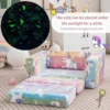 2 in 1 opklapbare sofa voor kinderen/sofa om te bouwen tot chaise longue/afneembare hoes van flanelstof en vrolijke patronen/van zacht pluche 6