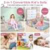 2 in 1 opklapbare sofa voor kinderen/sofa om te bouwen tot chaise longue/afneembare hoes van flanelstof en vrolijke patronen/van zacht pluche 7