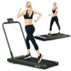 2 in 1 opvouwbare loopband 2,25hp onder bureau loopband met app & afstandsbediening telefoonhouder led display groen 1
