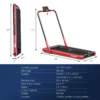 2 in 1 opvouwbare loopband 2,25hp onder bureau loopband met app & afstandsbediening telefoonhouder led display rood 3