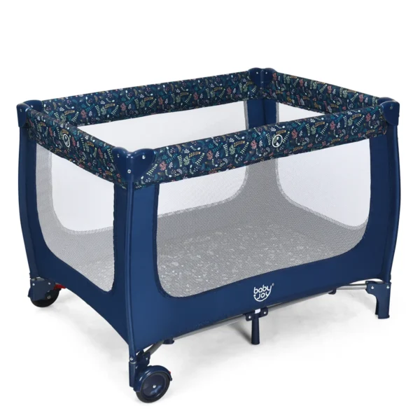  2 in 1 reisbed & box inklapbaar kinderbed 2 niveaus babybed met matras en draagtas draagbare kinderbox 120 x 60 cm (blauw) 2