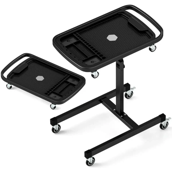 2 in 1 rollend gereedschapsplateau in hoogte verstelbare werktafel rollende gereedschapswagen voor monteur 60 kg capaciteit 2