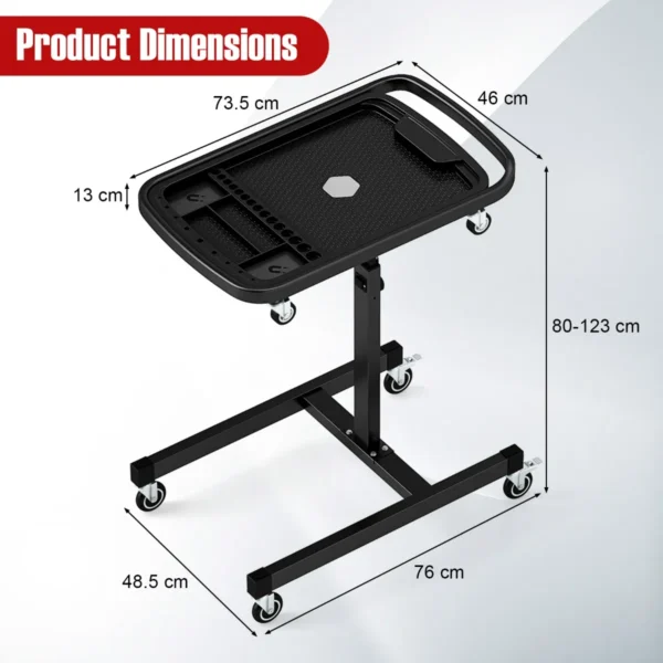 2 in 1 rollend gereedschapsplateau in hoogte verstelbare werktafel rollende gereedschapswagen voor monteur 60 kg capaciteit 3