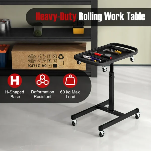 2 in 1 rollend gereedschapsplateau in hoogte verstelbare werktafel rollende gereedschapswagen voor monteur 60 kg capaciteit 6