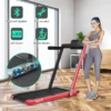 2 in 1 walking pad & loopband app gecontroleerd bluetooth led display 1 12 km/u incl. telefoonhouder en treadmill inklapbaar rood 4