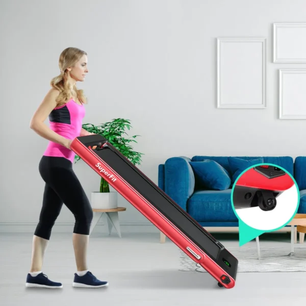 2 in 1 walking pad & loopband app gecontroleerd bluetooth led display 1 12 km/u incl. telefoonhouder en treadmill inklapbaar rood 6