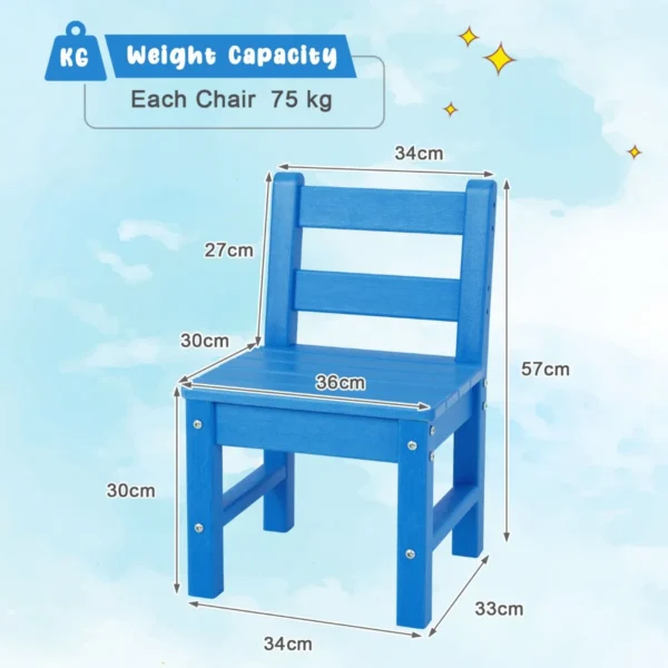 2 kinderstoelen voor binnen en buiten weerbestendig kinderstoelen met rugleuning voor school kinderdagverblijf en tuin blauw 2