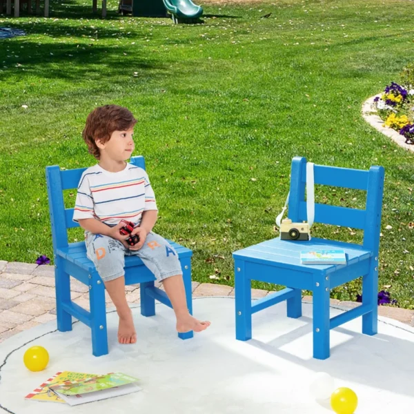 2 kinderstoelen voor binnen en buiten weerbestendig kinderstoelen met rugleuning voor school kinderdagverblijf en tuin blauw 3