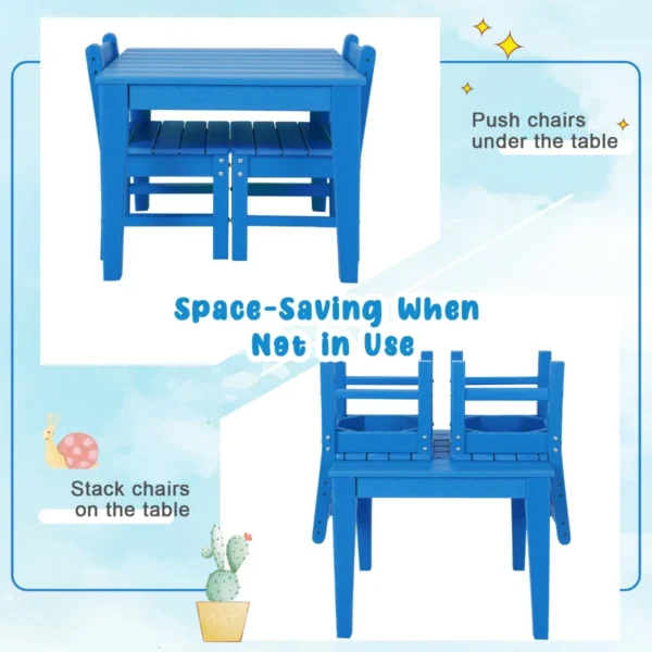 2 kinderstoelen voor binnen en buiten weerbestendig kinderstoelen met rugleuning voor school kinderdagverblijf en tuin blauw 6