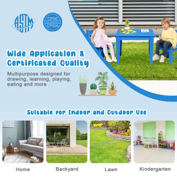 2 kinderstoelen voor binnen en buiten weerbestendig kinderstoelen met rugleuning voor school kinderdagverblijf en tuin blauw 7