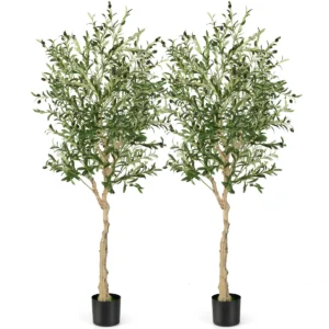 2 kunstmatige olijfbomen met 1296 bladeren & 72 vruchten olijfplanten 182 cm 1