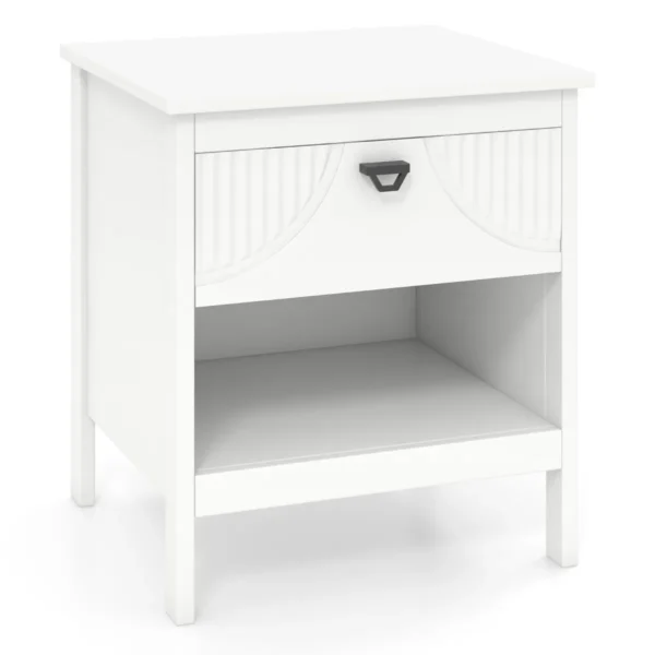 2 laags bijzettafel met lade houten bijzettafel met open opbergplank nachtkastje compacte salontafel voor de woonkamer wit 2