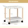 2 laags rolwagen serveerwagen met vergrendelbare wielen en beukenhouten frame multifunctionele opbergwagen voor thuiskantoor wit 3