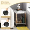 2 laags rolwagen serveerwagen met vergrendelbare wielen en beukenhouten frame multifunctionele opbergwagen voor thuiskantoor wit 5