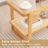 2 niveau bamboe bijzettafel glazen blad pe rotan plank bank bijzettafel nachtkastje compacte salontafel voor slaapkamer woonkamer 5