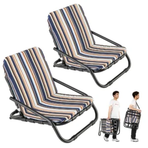 2 pack opvouwbare strandstoelen voor volwassenen draagbare campingstoelen met kussens sneldrogend katoen en aluminium 1