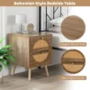 2 rotan nachtkastjes met 2 laden bijzettafel in bohemian stijl met massief houten poten compacte houten salontafel 7