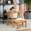 2 staps opstapje ladderstoel opvouwbaar gemaakt van bamboe belastbaar tot 100 kg naturel 4