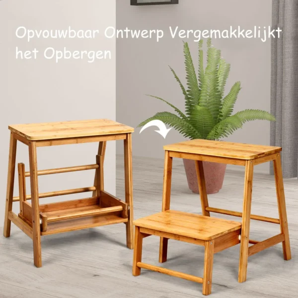 2 staps opstapje ladderstoel opvouwbaar gemaakt van bamboe belastbaar tot 100 kg naturel 7